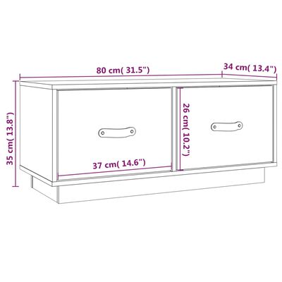 vidaXL TV Cabinet White 80x34x35 cm Solid Wood Pine