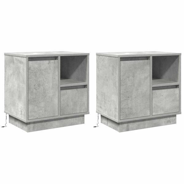 vidaXL Bedside Cabinet 2 pcs Concrete Grey 50 x 34.5 x 50 cm