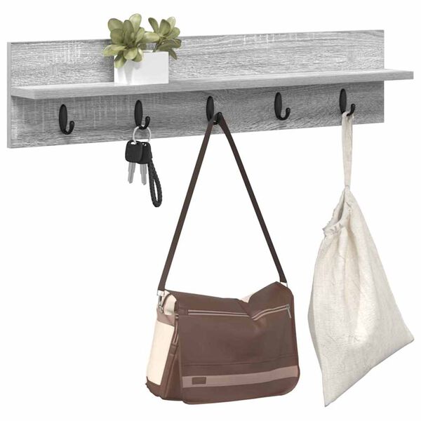 vidaXL Wall-Mounted Coat Rack Grey Sonoma 80 x 10.5 x 18 cm