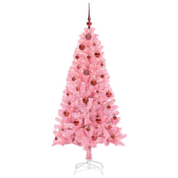 vidaXL Christmas Tree with 150 LEDs with Stand Pink 150 cm PVC