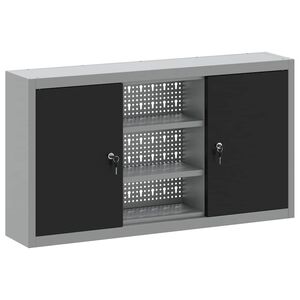 vidaXL Tool Cabinet with Shelf Black and Grey 100 x 20 x 55 cm