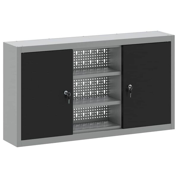 vidaXL Tool Cabinet with Shelf Black and Grey 100 x 20 x 55 cm