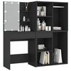 vidaXL LED Dressing Table with Cabinets Black Engineered Wood