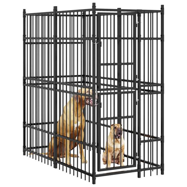 vidaXL Outdoor Dog Kennel Steel 1.84 m&sup2;