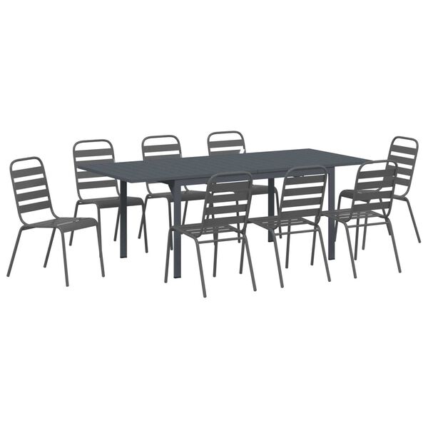 vidaXL Garden Dining Set 9 pcs Anthracite Steel
