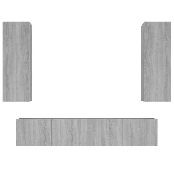 vidaXL 4 Piece TV Cabinet Set Grey Sonoma Engineered Wood