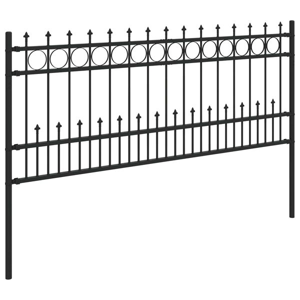 vidaXL Spike Ring Fence Black 200 x 130 cm Powder-Coated Steel