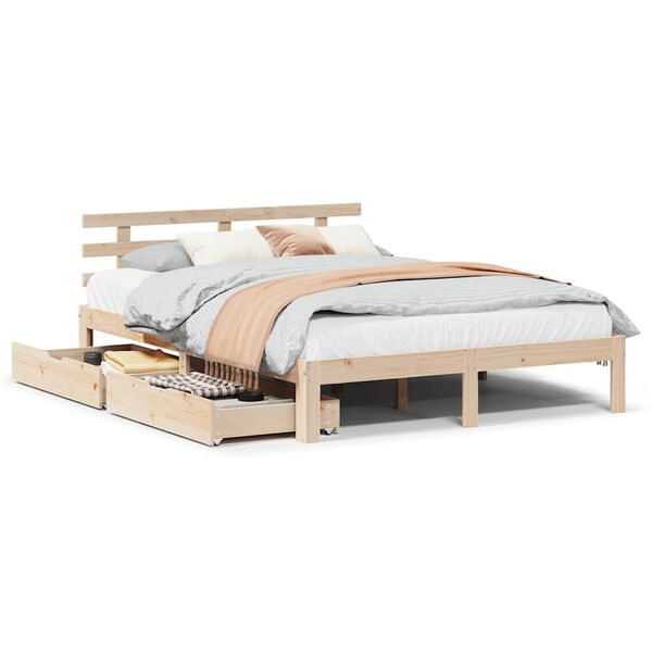 vidaXL Bed Frame with Drawers without Mattress 120x190 cm Small Double