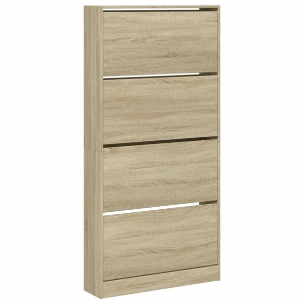 vidaXL Shoe Cabinet with 4 Flip-Drawers Sonoma Oak 80x21x163.5 cm