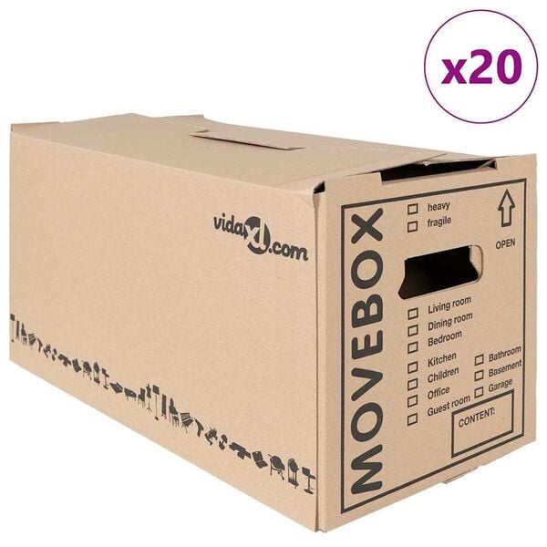vidaXL Moving Box 20 pcs Natural 59 x 31.5 x 31.5 cm Cardboard