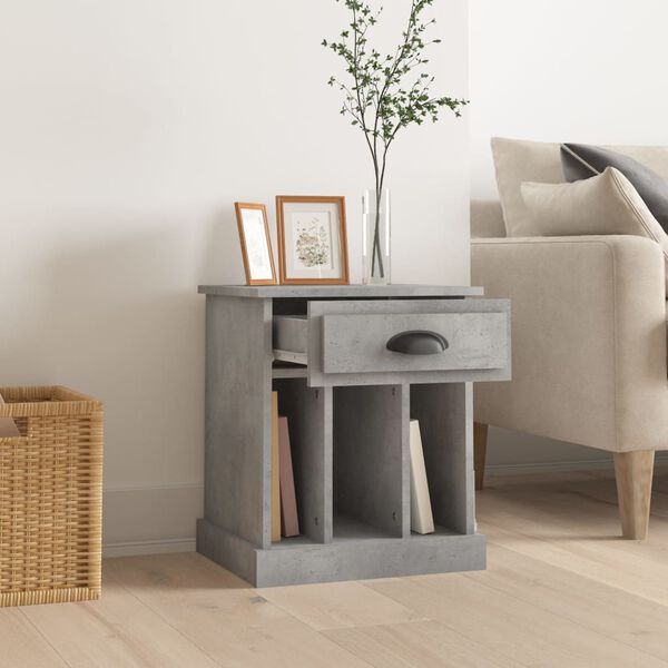 vidaXL Bedside Cabinet Concrete Grey 43x36x50 cm