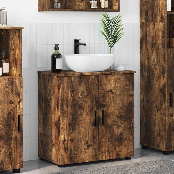 vidaXL Bathroom Cabinet with Storage Smoked Oak 61 x 35 x 64 cm