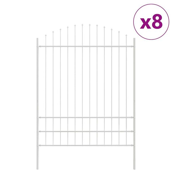 vidaXL Garden Fence 8 pcs White 170 x 225 cm Powder-Coated Steel