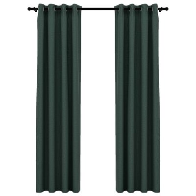 vidaXL Linen-Look Blackout Curtains with Grommets 2pcs Green 140x245cm
