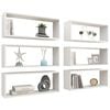 vidaXL Wall Cube Shelf 6 pcs White 60x15x23 cm Engineered Wood