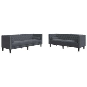 vidaXL Living Room Couch 2 pcs Dark Grey 194 x 74.5 x 70.5 cm Velvet