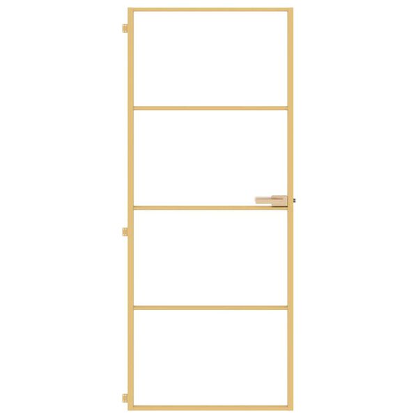 vidaXL Interior Door Slim Golden 83x201.5 cm Tempered Glass and Aluminium