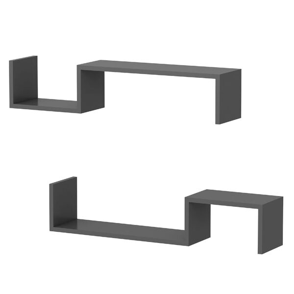 Homemania Wall Shelf Set Angel 95.4x19.5x19.5 cm Anthracite