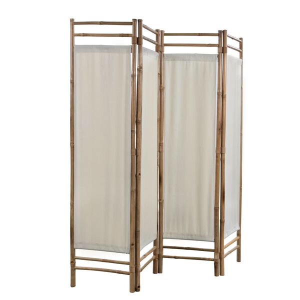 vidaXL Folding 4-Panel Room Divider Bamboo and Canvas 160 cm
