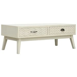 vidaXL Coffee Table with 2 Drawers Carving Grey 110x50x40 cm Wood