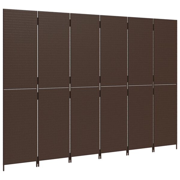 vidaXL Room Divider 6 Panels Brown Poly Rattan