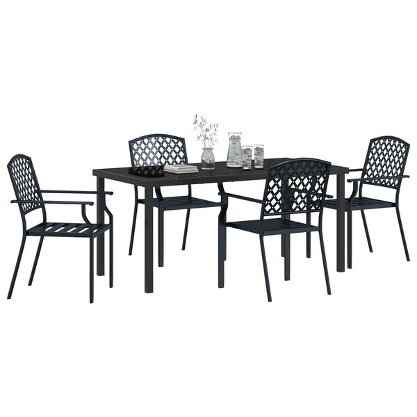 vidaXL Garden Dining Set 5 pcs Anthracite Powder-Coated Steel