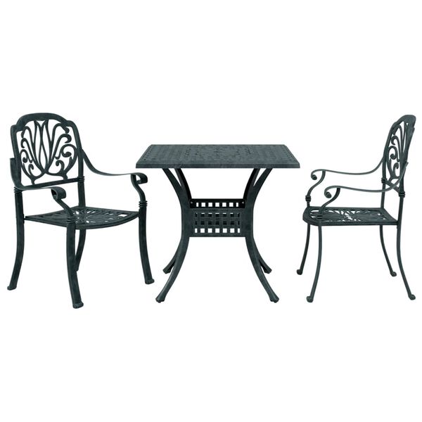 vidaXL 3 Piece Bistro Set Green Cast Aluminium