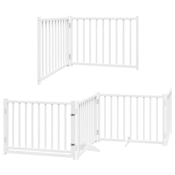 vidaXL Dog Gate with Door Foldable 12 Panels White 960 cm Poplar Wood
