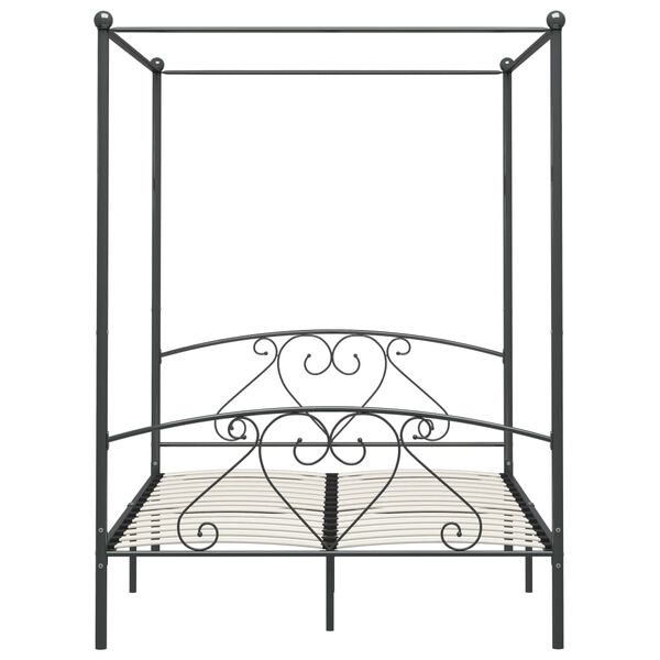 vidaXL Canopy Bed Frame without Mattress Grey Metal 160x200 cm