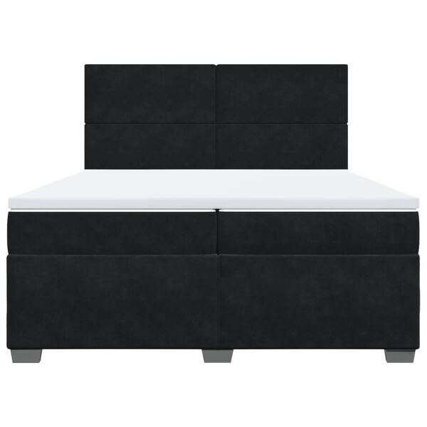 vidaXL Box Spring Bed with Mattress Black 200x200 cm Velvet
