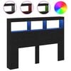 vidaXL Headboard Cabinet with LED Black Oak 140x17x102 cm