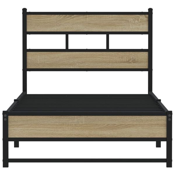 vidaXL Metal Bed Frame without Mattress Sonoma Oak 100x200 cm