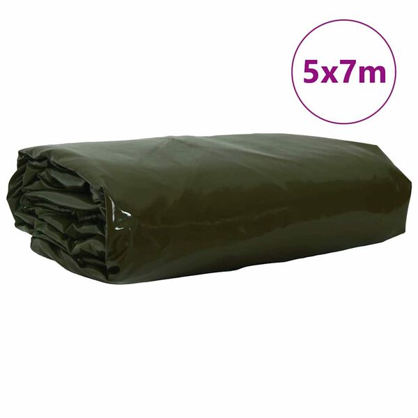 vidaXL Tarpaulin 650g / m&sup2; Olive Green 5 x 7 m Canvas with PVC Coating