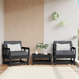vidaXL Garden Chairs 2 pcs Black Solid Wood Pine