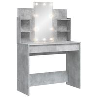 vidaXL Dressing Table with LED Lights Concrete Grey 96x40x142 cm