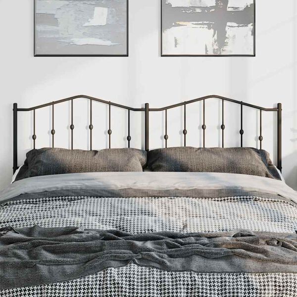 vidaXL Metal Replace Headboard Black 193 cm