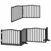 vidaXL Dog Gate with Door Foldable 6 Panels Black 480 cm Poplar Wood