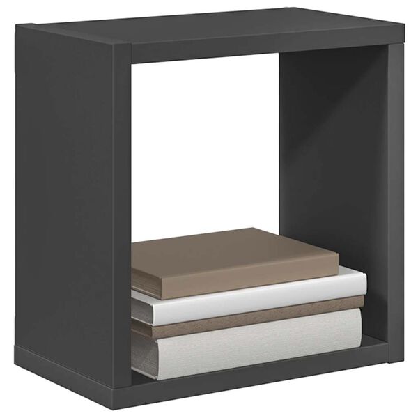 vidaXL Wall Cube Shelves 2 pcs Grey 26x15x26 cm