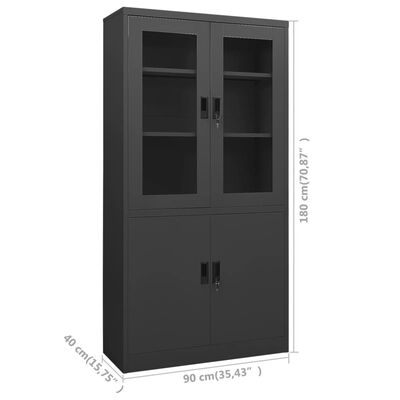 vidaXL Office Cabinet Anthracite 90x40x180 cm Steel