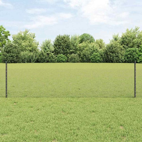 vidaXL Fence with Post Grey 0.5 x 100 m Steel and PVC