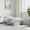 vidaXL Metal Bed Frame without Mattress with Footboard White 80x200cm
