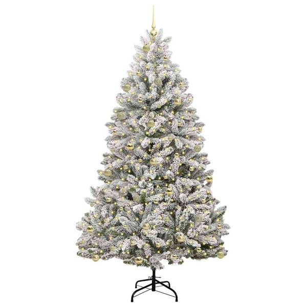 vidaXL Artificial Christmas Tree Green and White 240 cm PVC and Metal