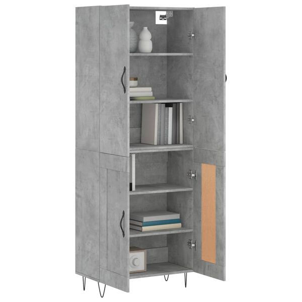 vidaXL Highboard Concrete Grey 69.5x34x180 cm Engineered Wood