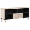 vidaXL TV Cabinet with Shelf White 100 x 33.5 x 46 cm Solid Mango Wood