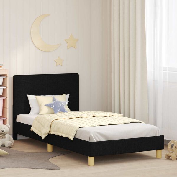 vidaXL Children's Bed Frame with Headboard Black 90 x 190 cm Fabric