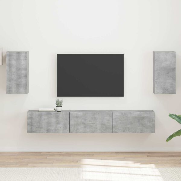 vidaXL TV Cabinet Set Wall-mounted 5 pcs Concrete Grey Engineered Wood