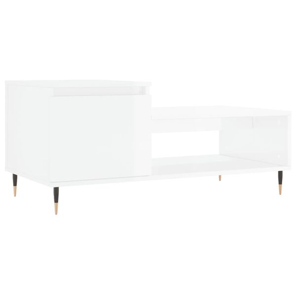 vidaXL Coffee Table High Gloss White 100x50x45 cm Engineered Wood