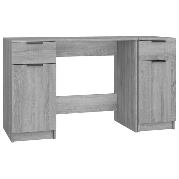 vidaXL Desk with Side Cabinet Grey Sonoma Engineered Wood