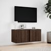 vidaXL TV Wall Cabinet with LED Lights Brown Oak 80x31x35 cm