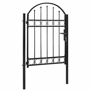 vidaXL Fence Gate with Arched Top Steel 104x125 cm Black